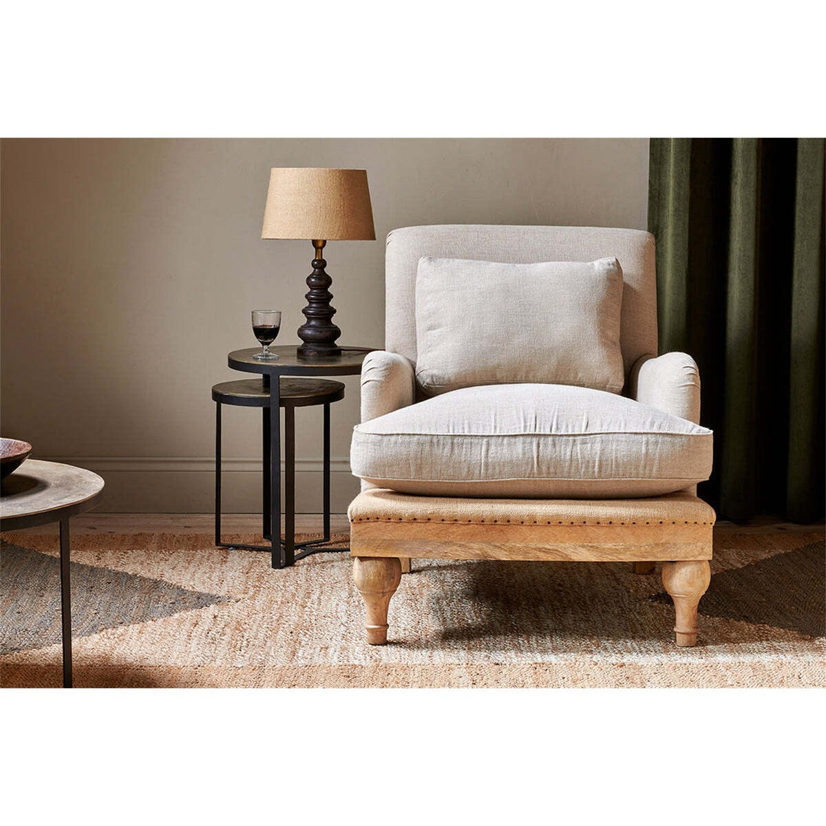 Abe Deconstructed Linen Armchair - Stone