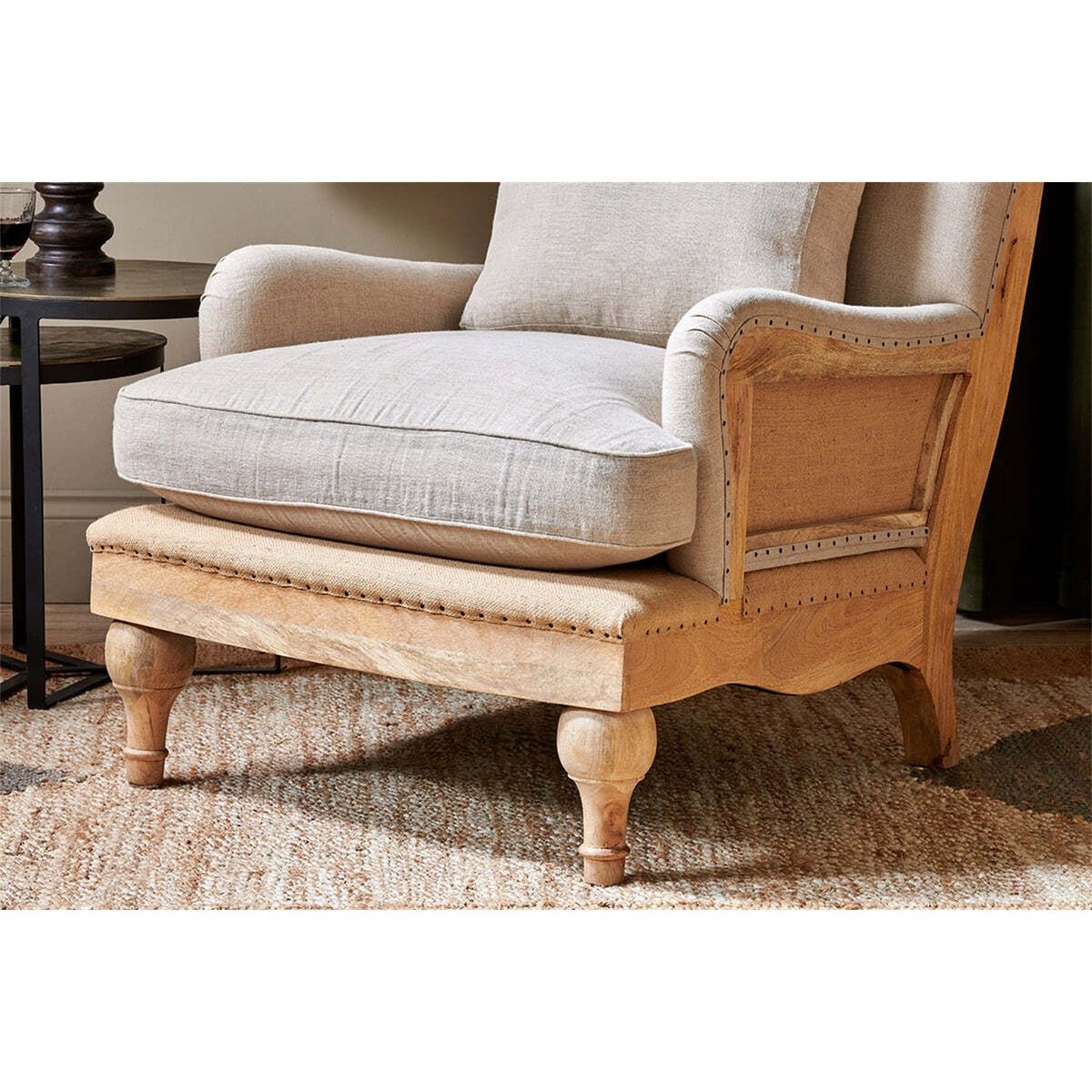 Abe Deconstructed Linen Armchair - Stone