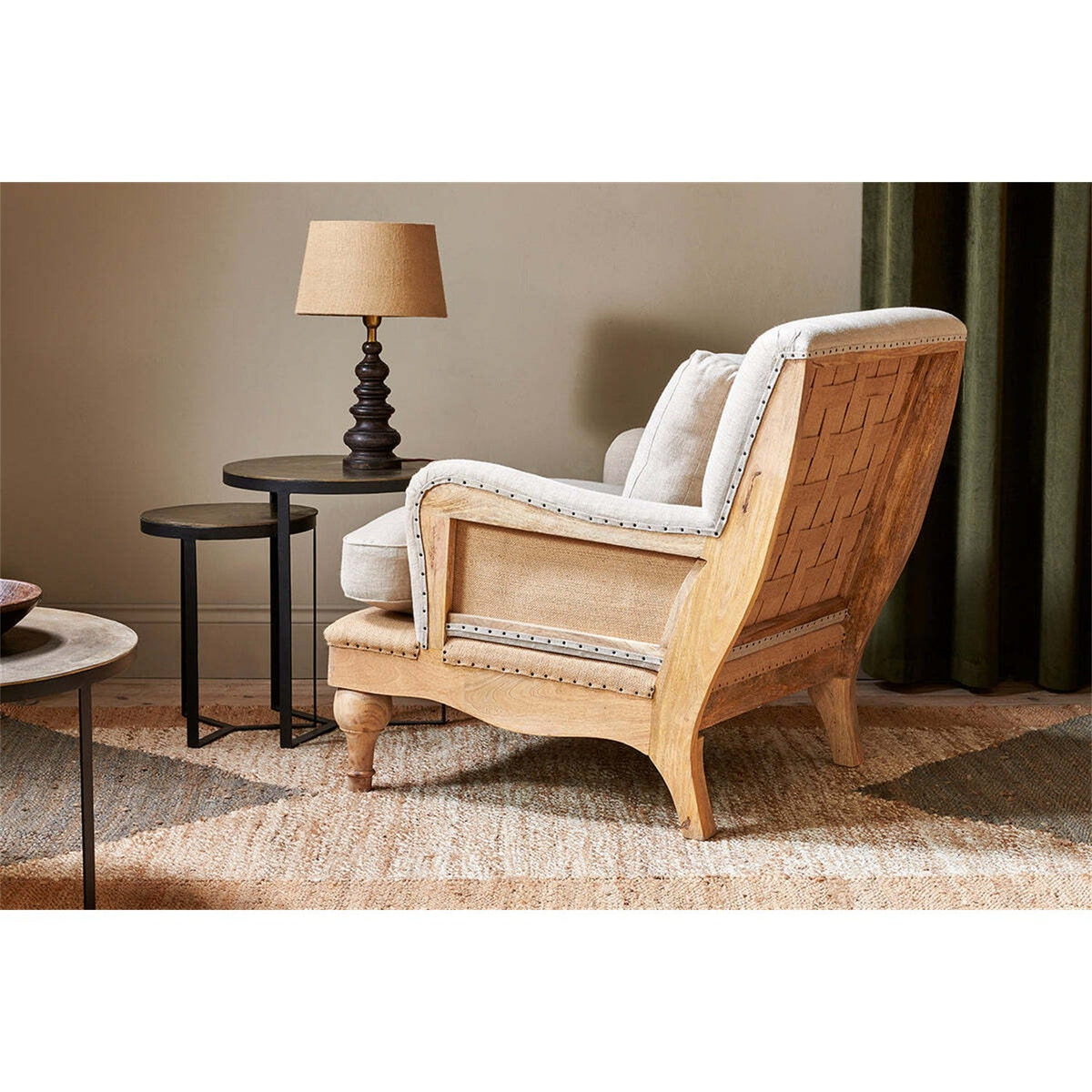 Abe Deconstructed Linen Armchair - Stone