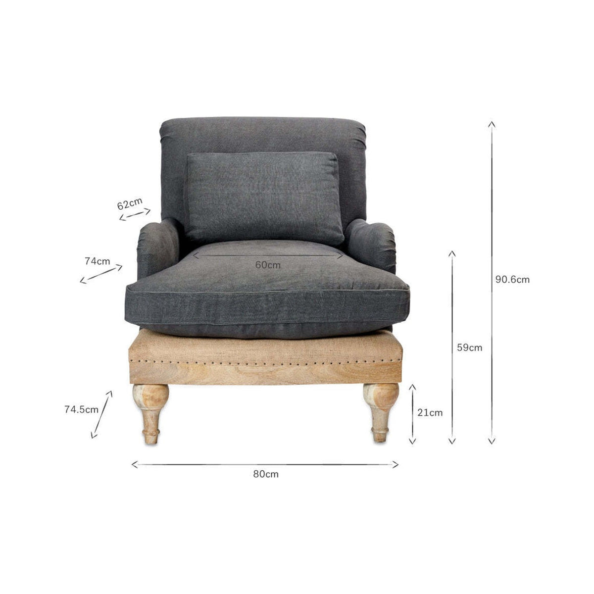 Abe Deconstructed Linen Armchair - Charcoal
