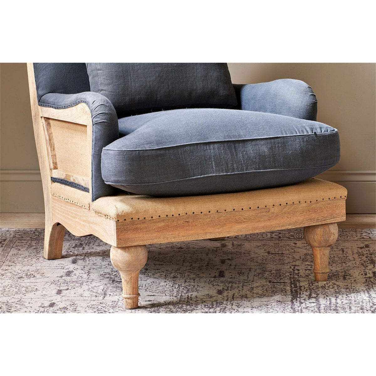 Abe Deconstructed Linen Armchair - Charcoal