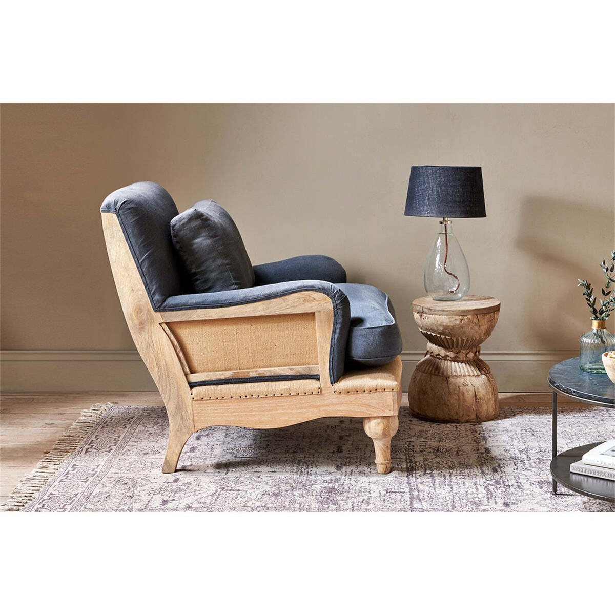 Abe Deconstructed Linen Armchair - Charcoal