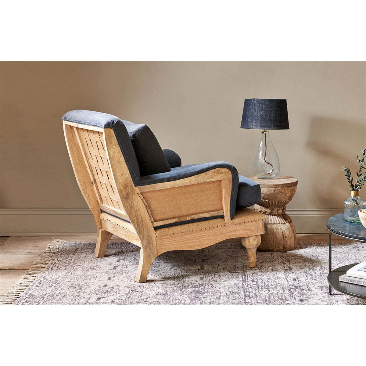 Abe Deconstructed Linen Armchair - Charcoal