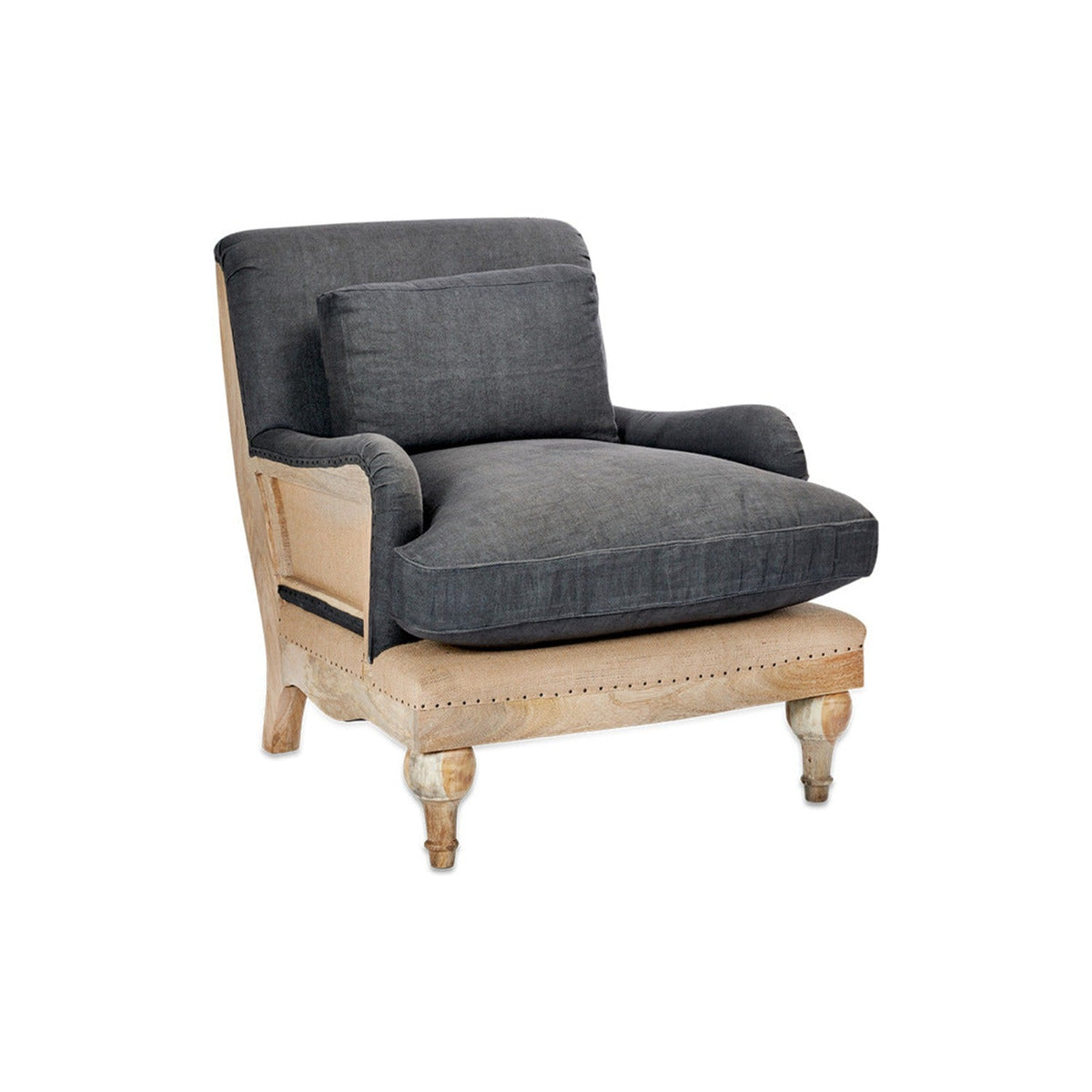 Abe Deconstructed Linen Armchair - Charcoal