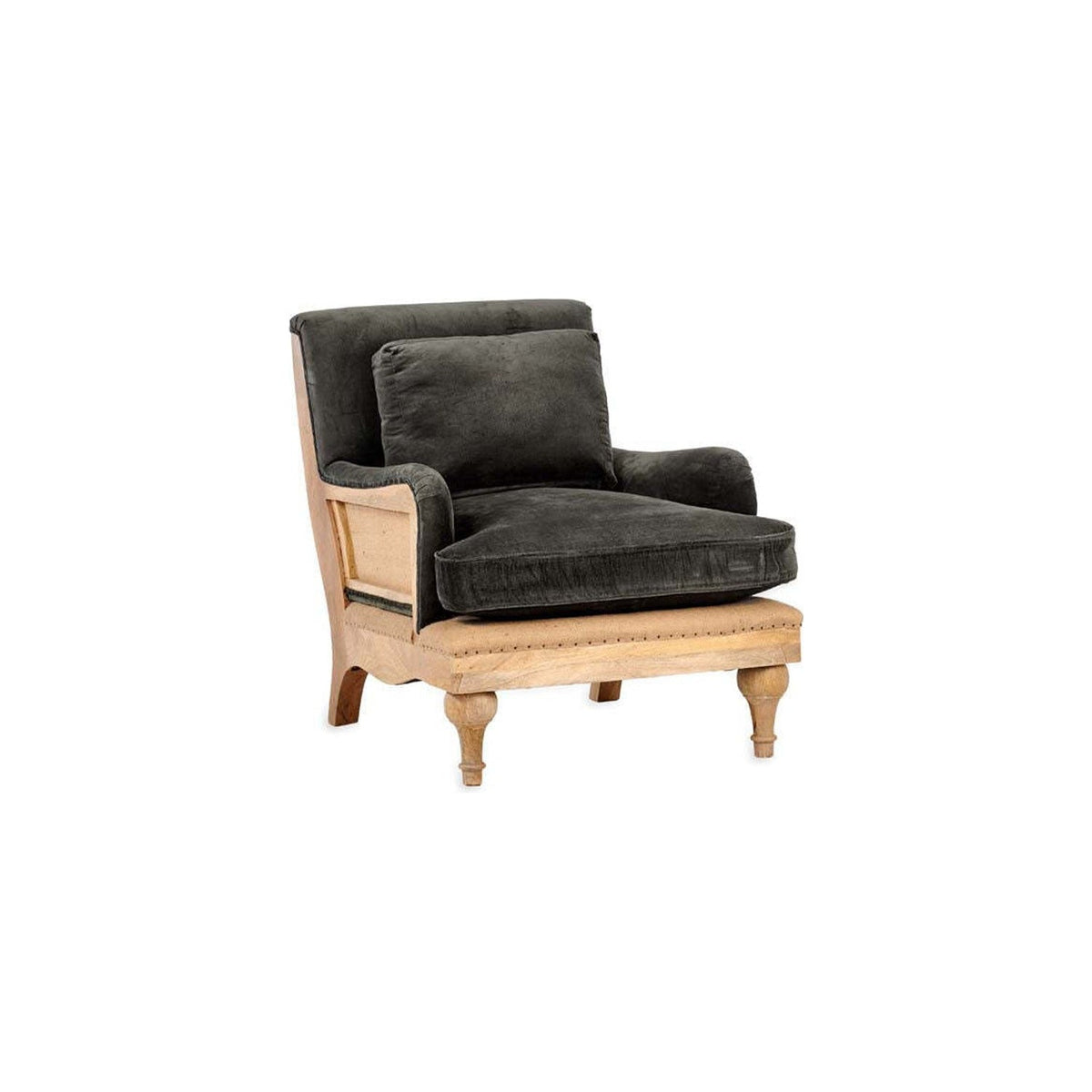 Abe Deconstructed Velvet Armchair - Moss