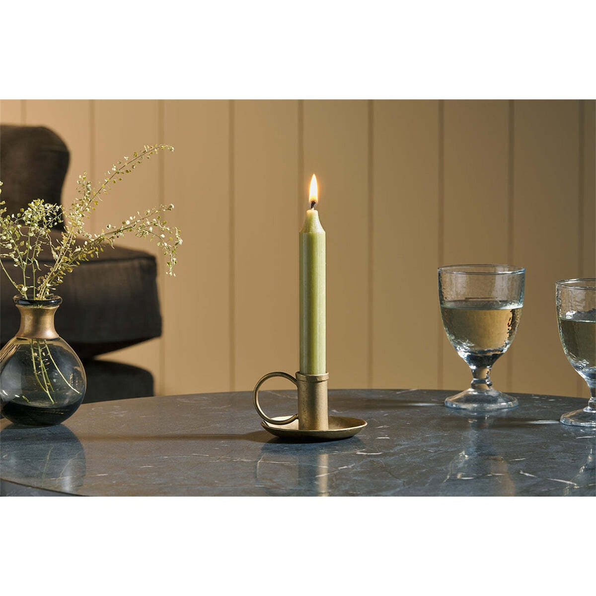 Amri Iron Candlestick - Antique Brass