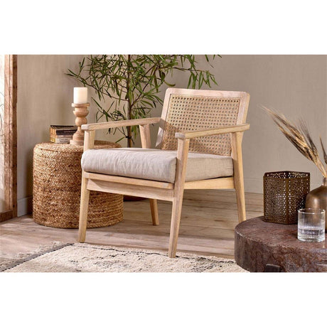 Atri Mango Wood & Cane Armchair - Natural