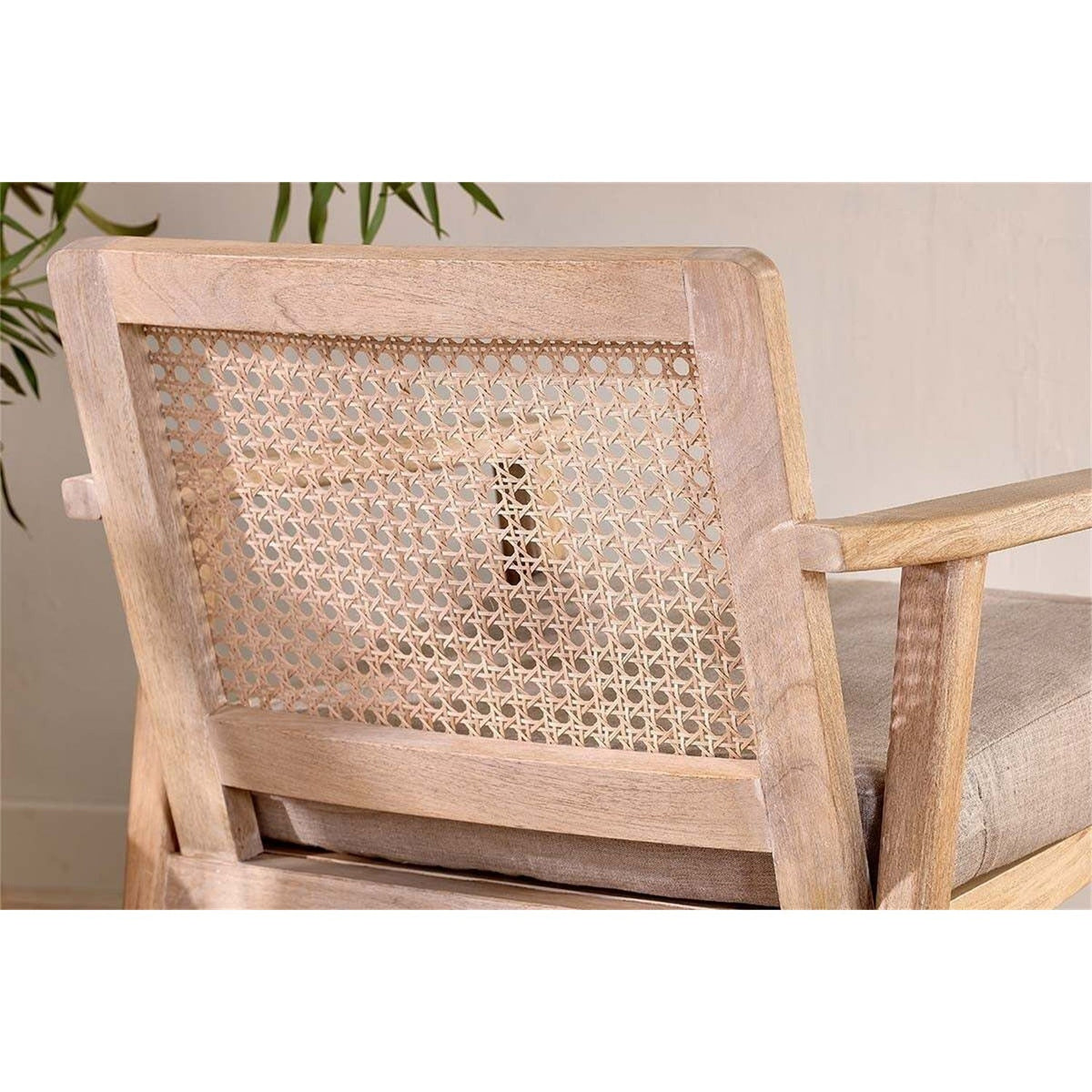 Atri Mango Wood & Cane Armchair - Natural