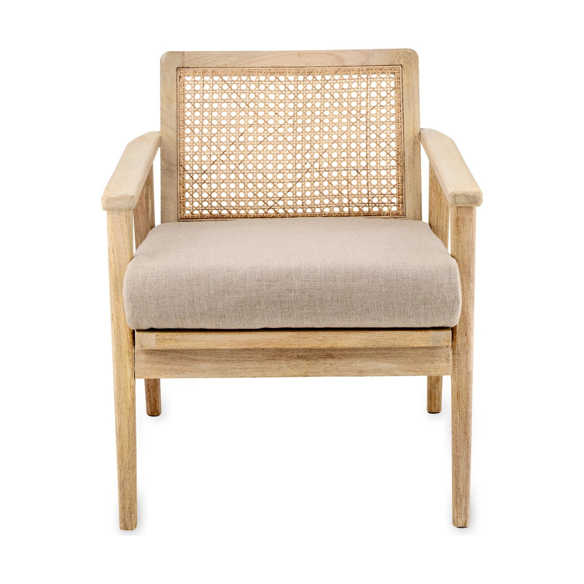 Atri Mango Wood & Cane Armchair - Natural
