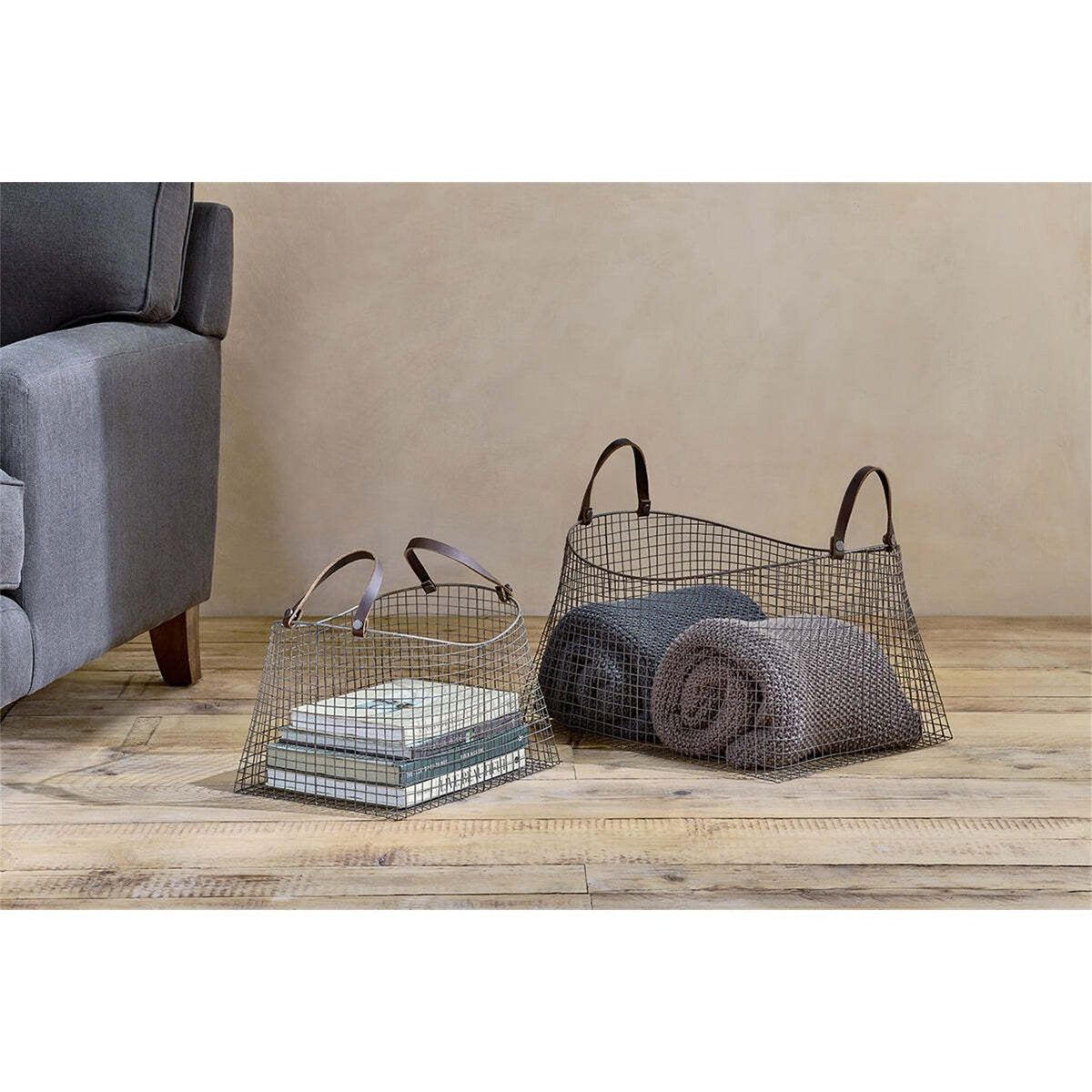 Adah Iron Mesh Storage Basket - Brown - Set of 2