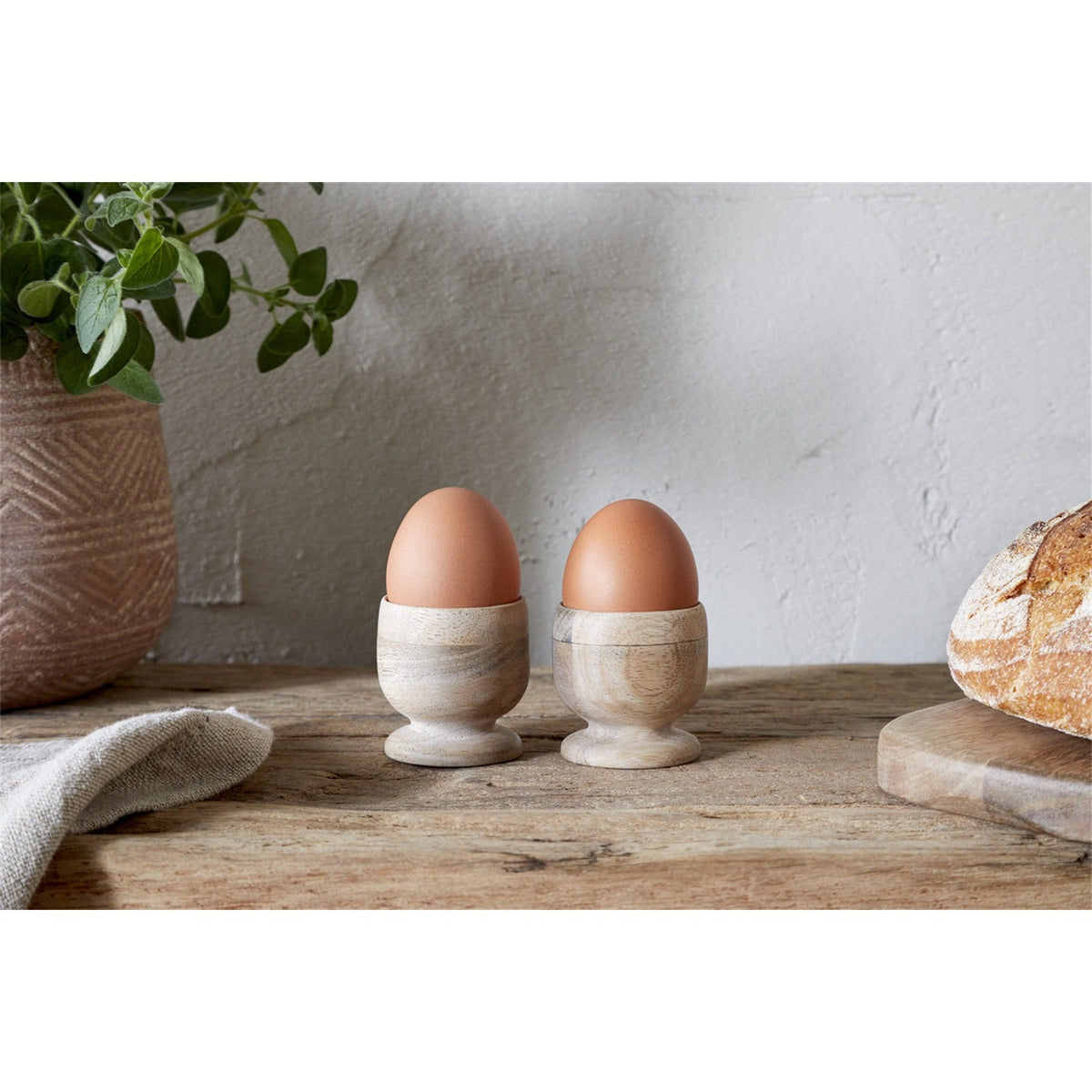 Awa Mango Wood Egg Cups - Natural - Set of 2
