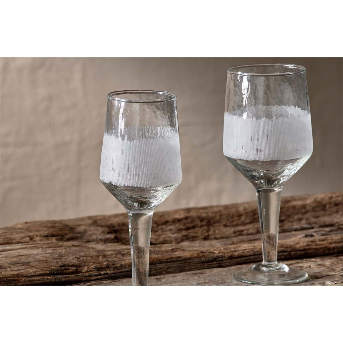 Anara Large Etched Wine Glasses - Clear - Set of 4