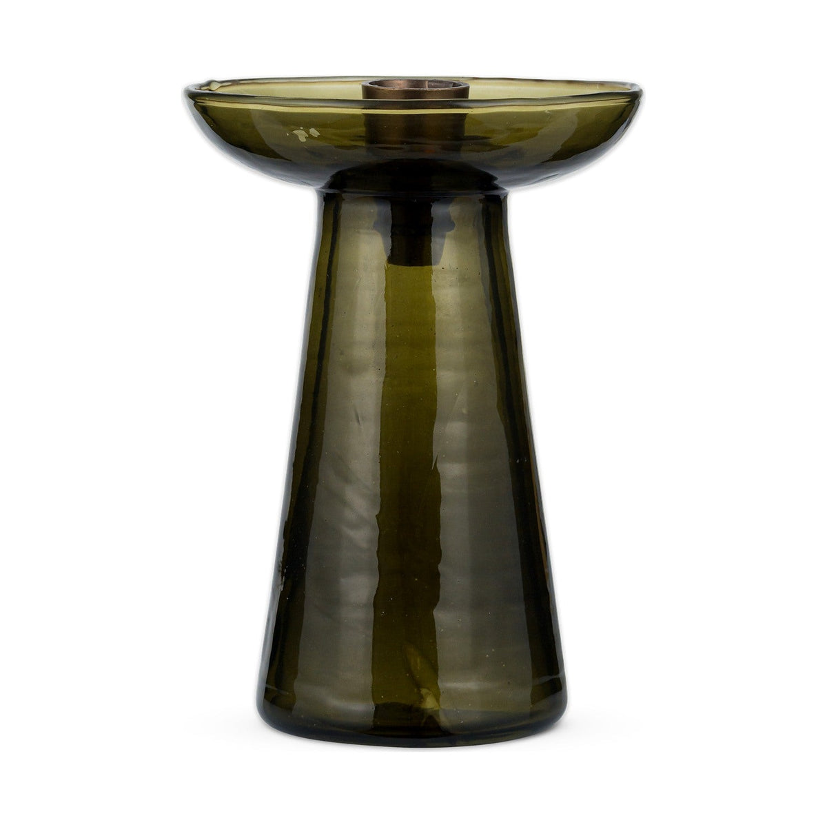 Avyn Small Recycled Glass Candle Holder - Forest Green