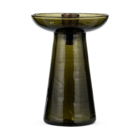Avyn Small Recycled Glass Candle Holder - Forest Green