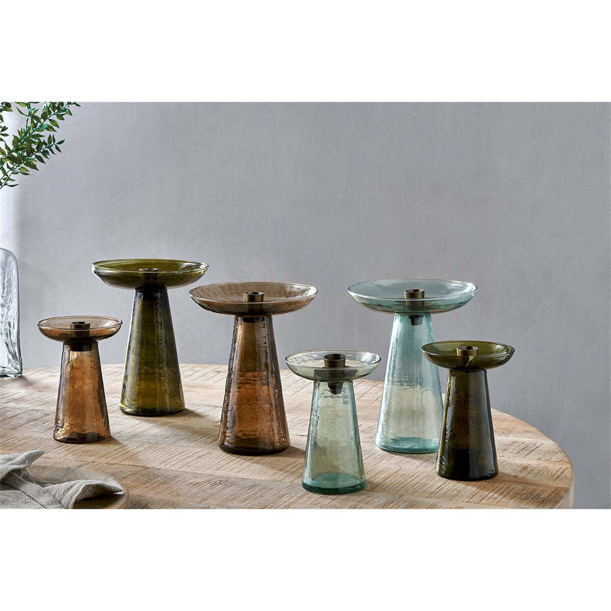 Avyn Small Recycled Glass Candle Holder - Forest Green