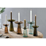 Avyn Large Recycled Glass Candle Holder - Forest Green