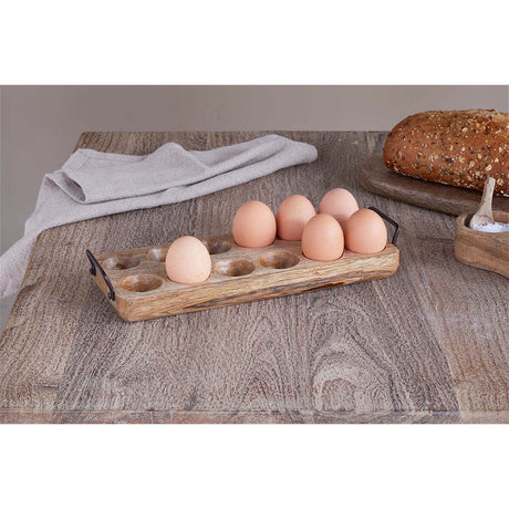 Anda Mango Wood Egg Holder - Natural