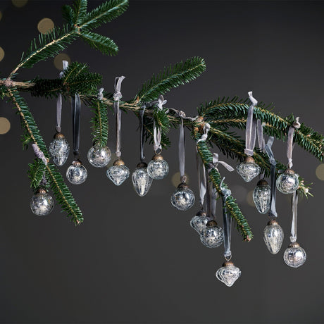 Adisa Glass Baubles in a Jar - Antique Silver - Set of 16