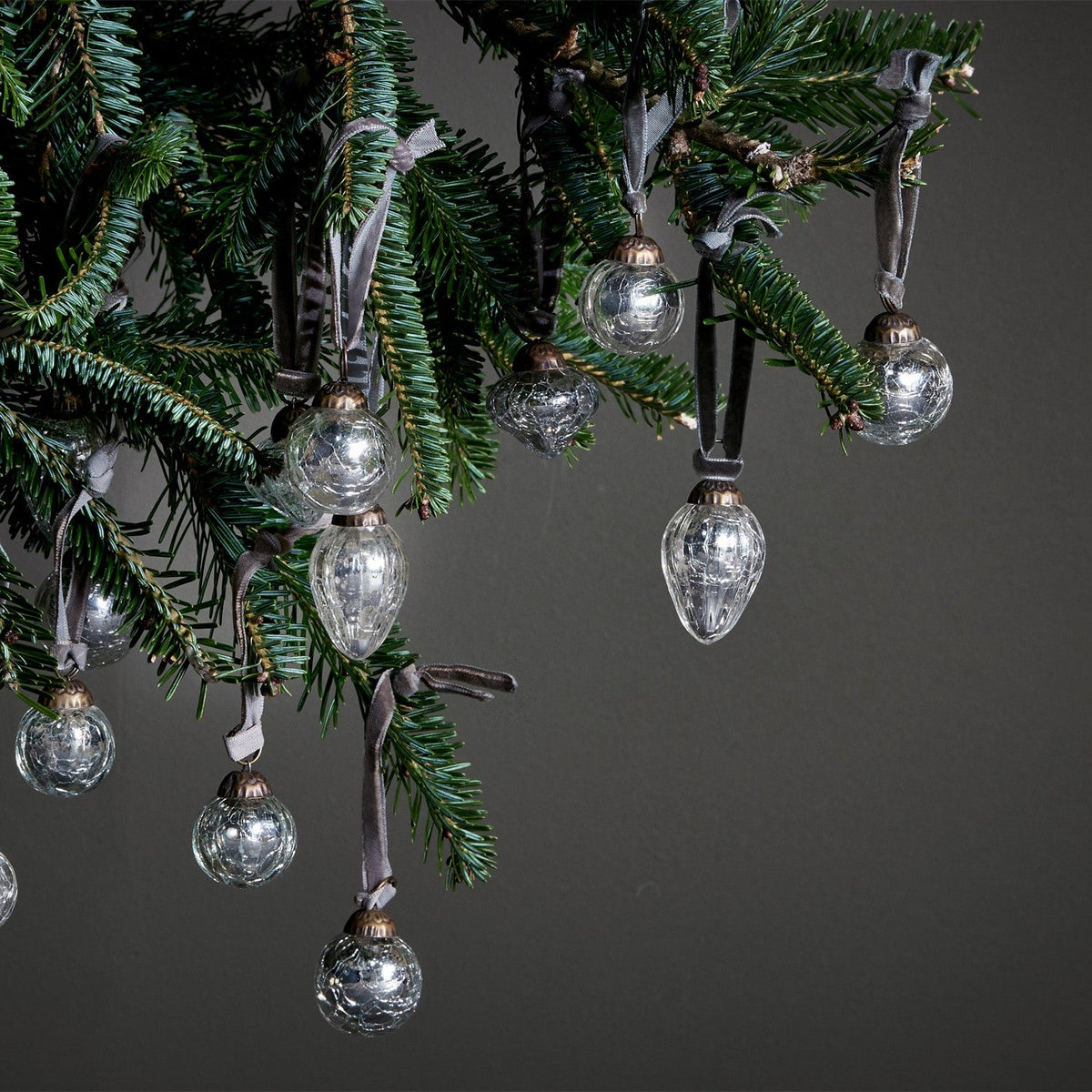 Adisa Glass Baubles in a Jar - Antique Silver - Set of 16