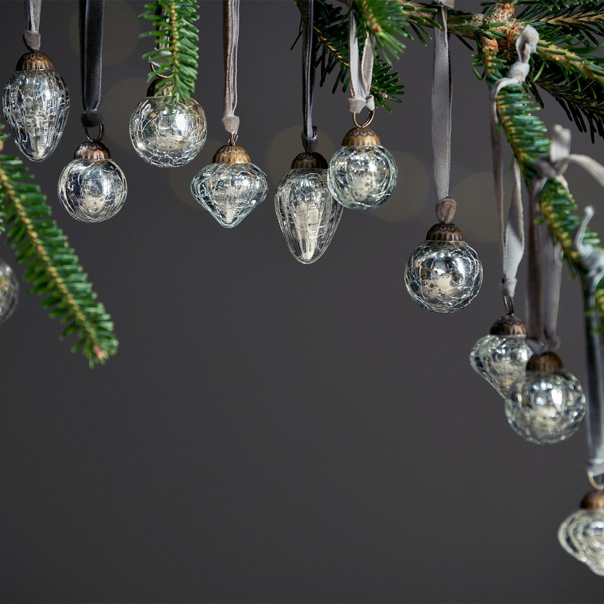 Adisa Glass Baubles in a Jar - Antique Silver - Set of 16
