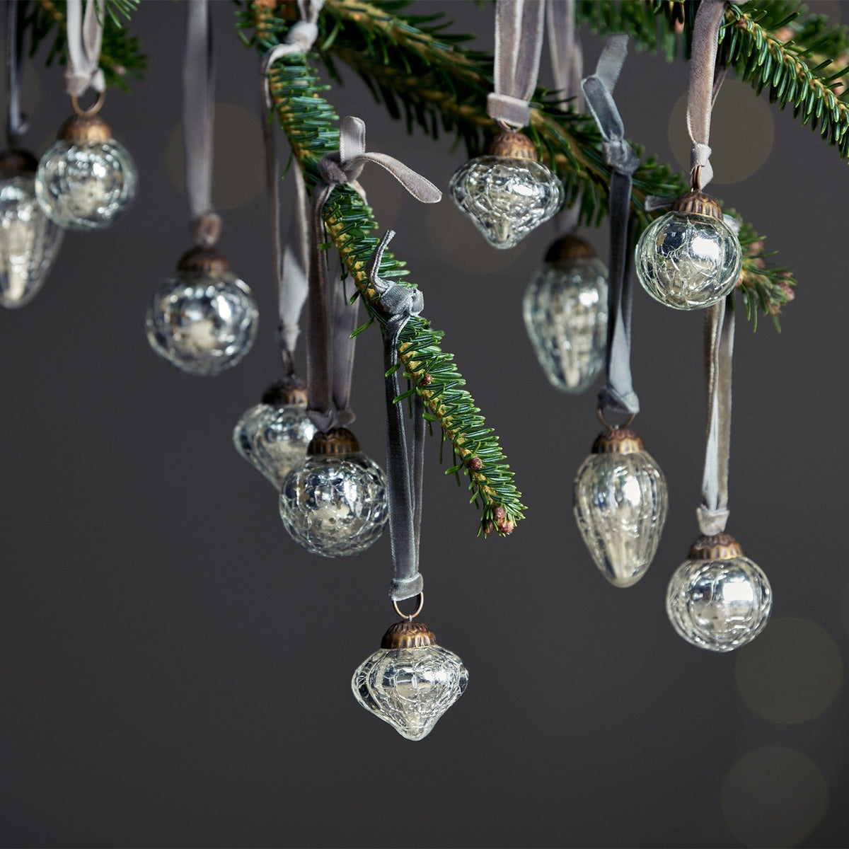Adisa Glass Baubles in a Jar - Antique Silver - Set of 16