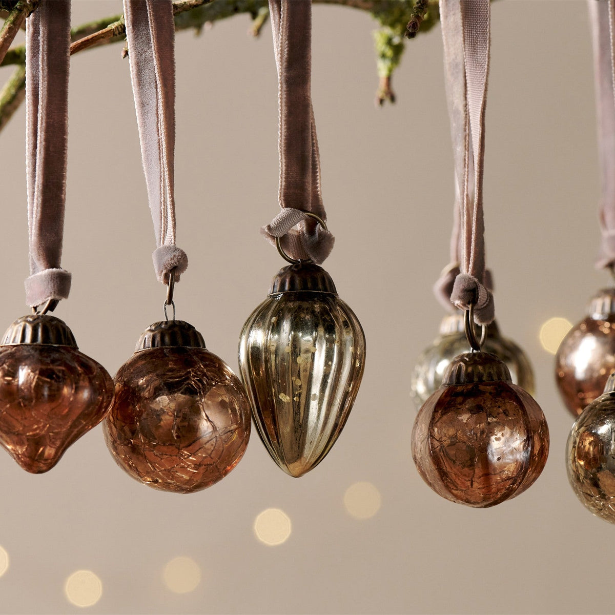 Adisa Glass Baubles in a Jar - Gold & Rust - Set of 16