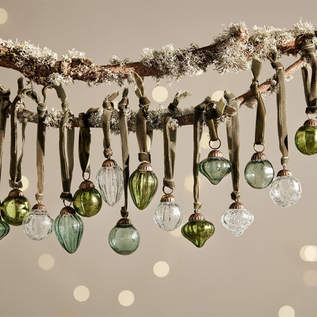 Adisa Glass Baubles in a Jar - Green & Clear - Set of 16