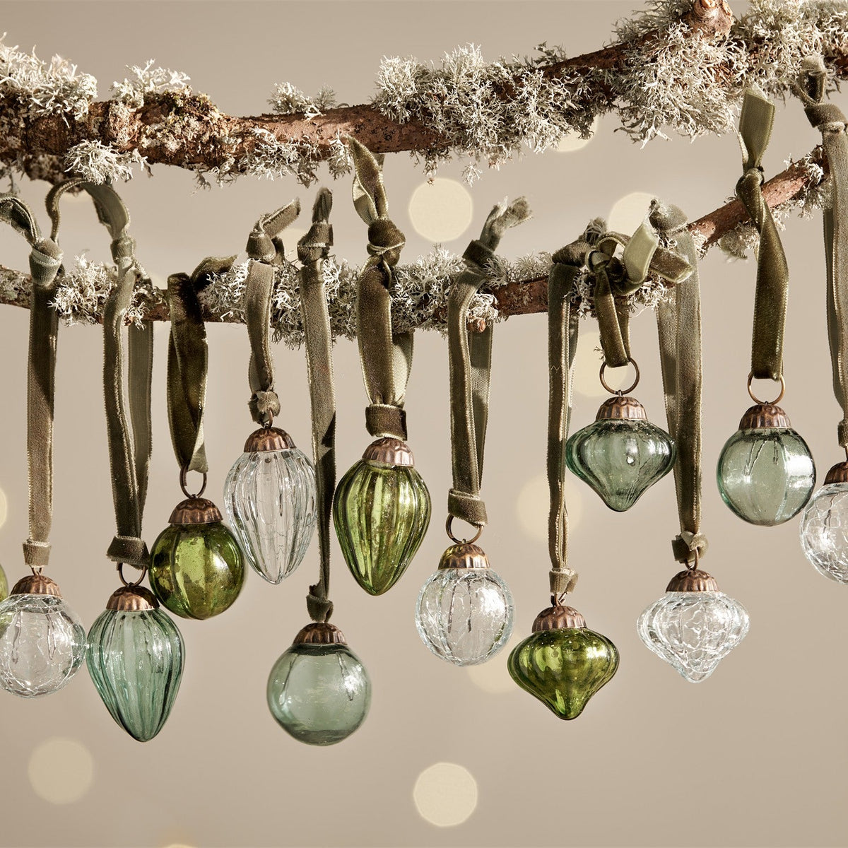 Adisa Glass Baubles in a Jar - Green & Clear - Set of 16