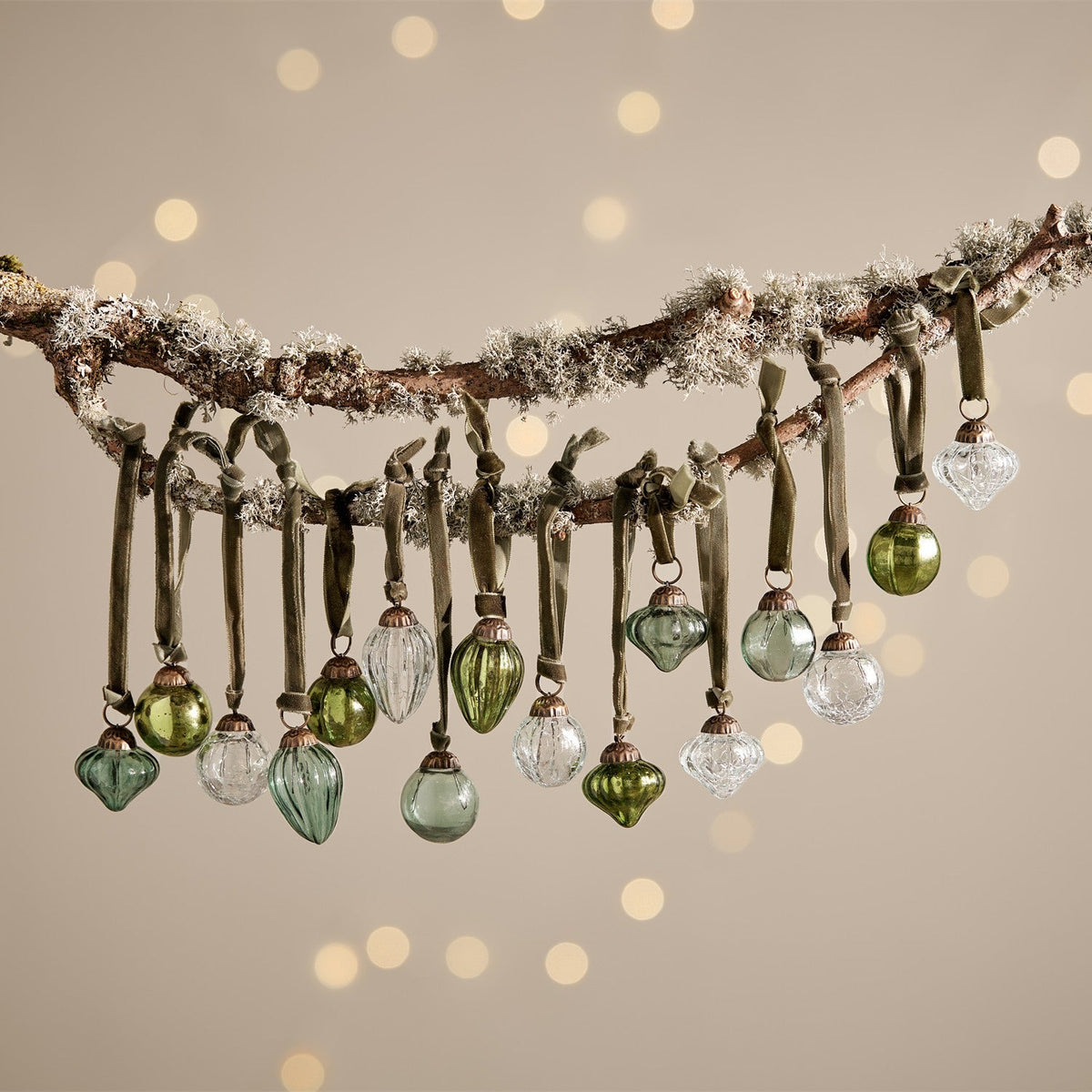 Adisa Glass Baubles in a Jar - Green & Clear - Set of 16