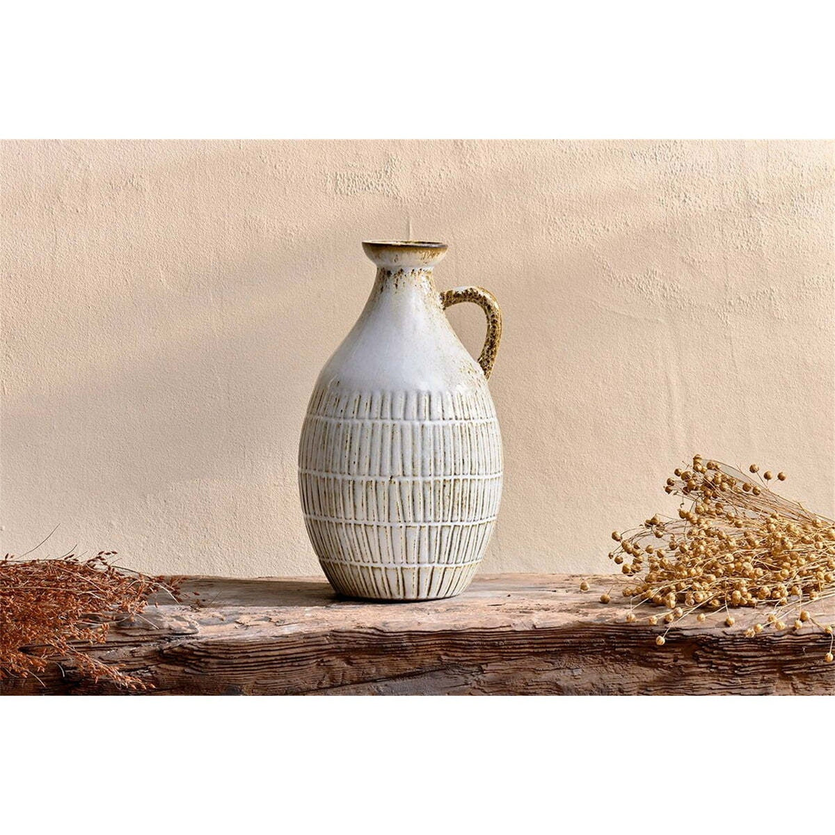 Anjuna Large Reactive Glaze Decorative Jug - White