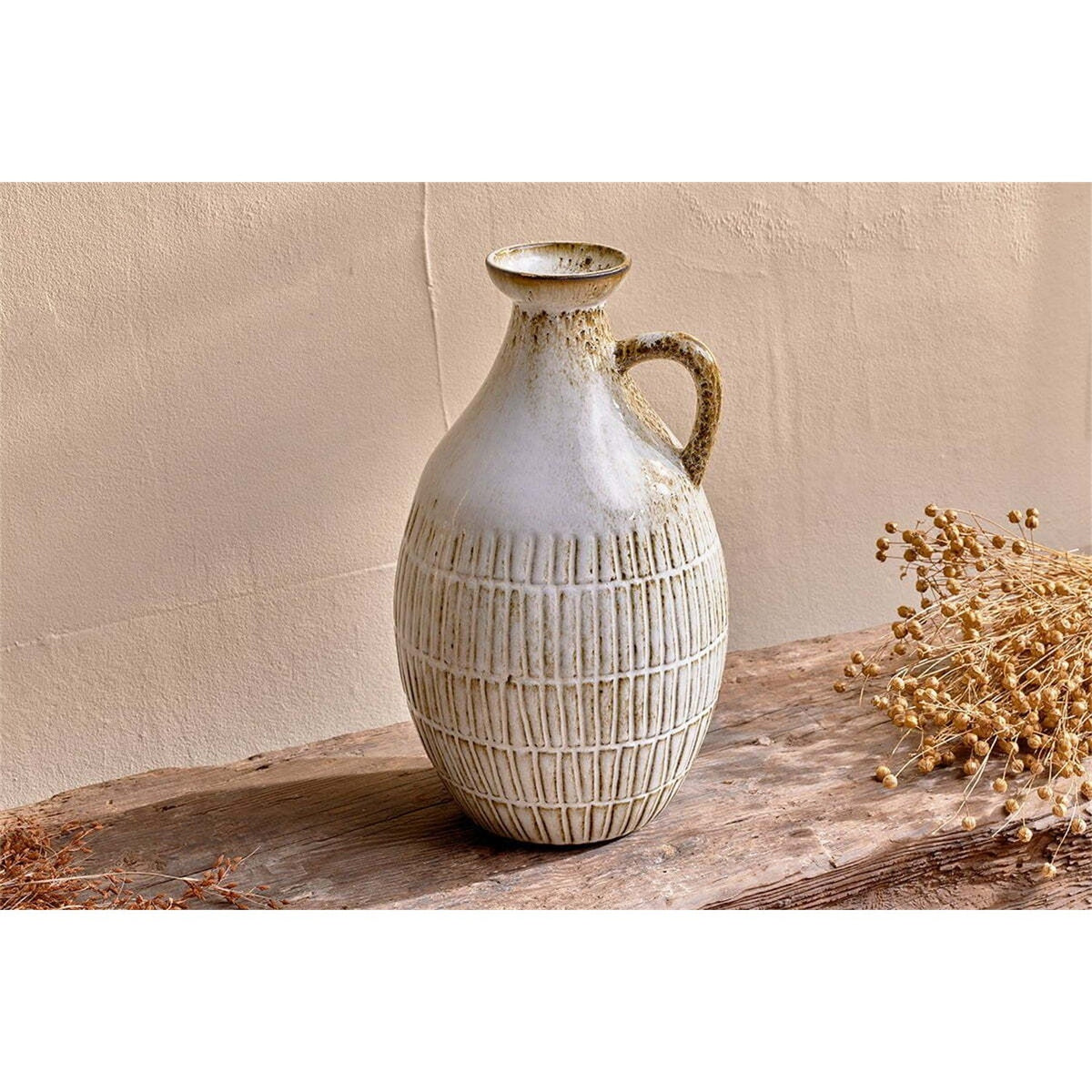 Anjuna Large Reactive Glaze Decorative Jug - White
