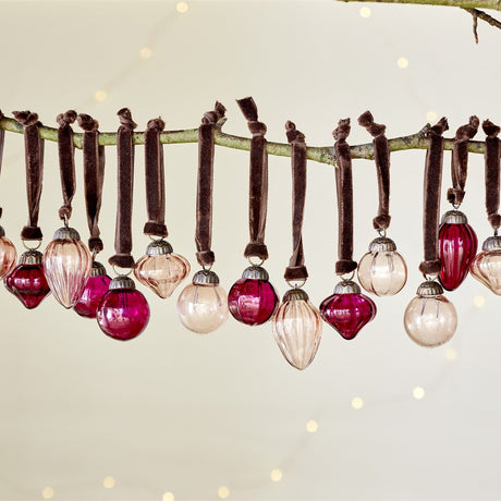 Adisa Glass Baubles in a Jar - Ruby & Copper - Set of 16