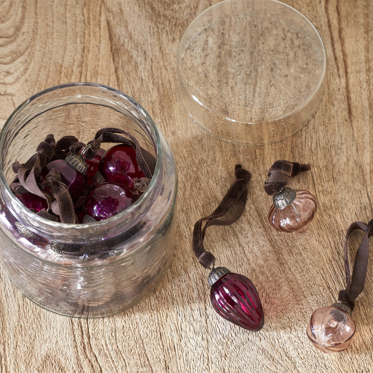 Adisa Glass Baubles in a Jar - Ruby & Copper - Set of 16