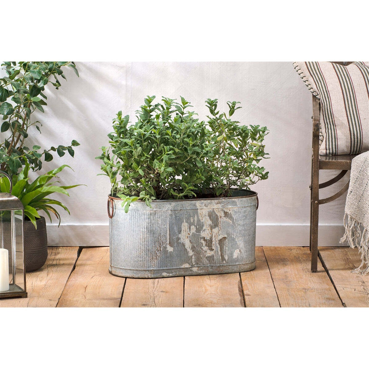 Akasa Small Trough Planter - Zinc