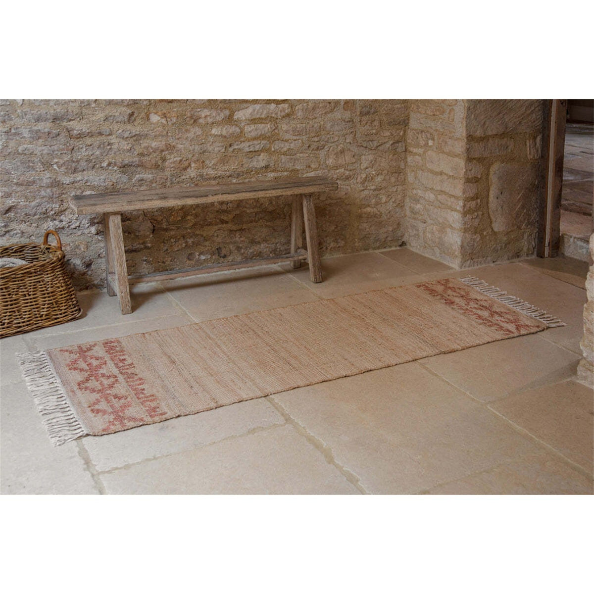 Akari 66 x 200cm Jute & Cotton Runner Rug - Natural