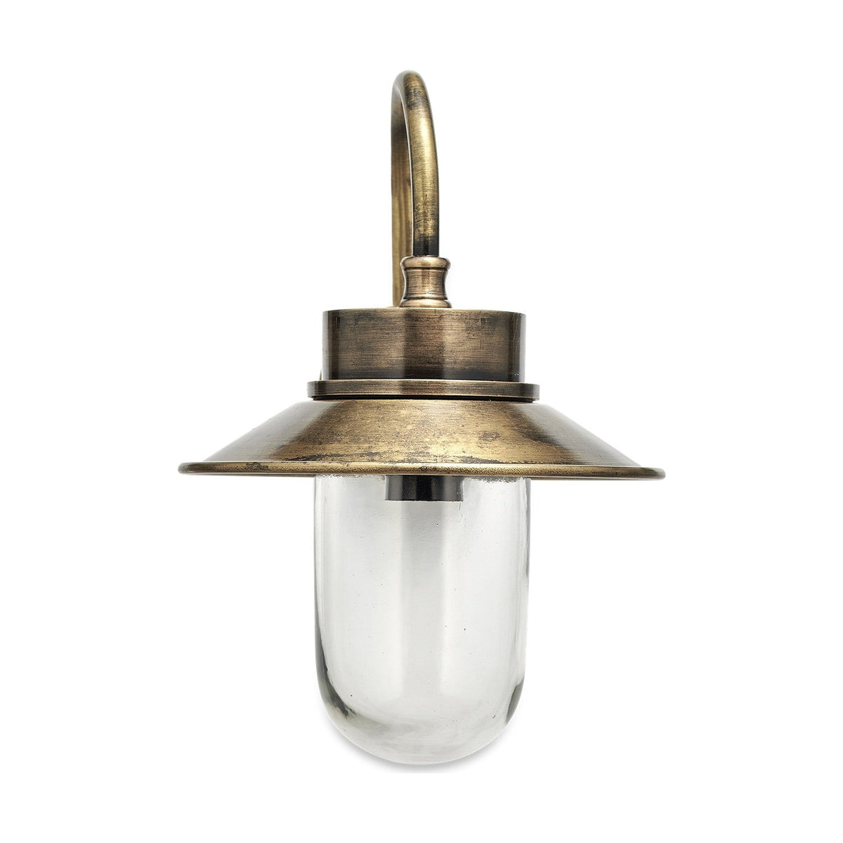 Alwar Swan Neck Outdoor Wall Light - Antique Brass