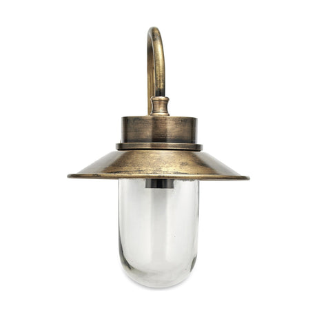 Alwar Swan Neck Outdoor Wall Light - Antique Brass