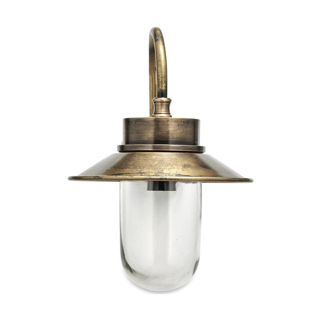 Alwar Swan Neck Outdoor Wall Light - Antique Brass
