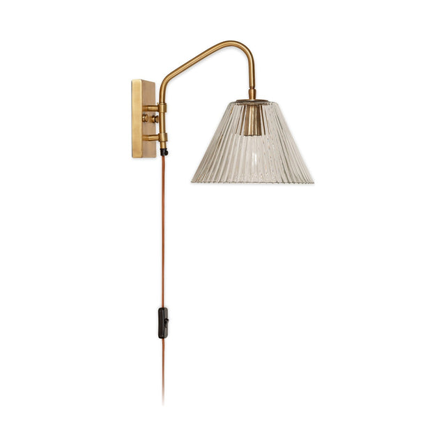 Akoli Glass Wall Lamp - Clear & Antique Brass