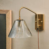 Akoli Glass Wall Lamp - Clear & Antique Brass, styled view 4