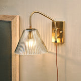 Akoli Glass Wall Lamp - Clear & Antique Brass, styled view 5
