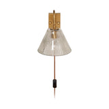 Akoli Glass Wall Lamp - Clear & Antique Brass, detail of the glass
