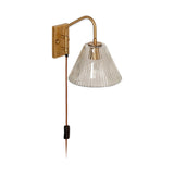 Akoli Glass Wall Lamp - Clear & Antique Brass, detail of the glass, view 2
