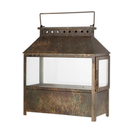 Akoko Small Wide Lantern - Brown Patina