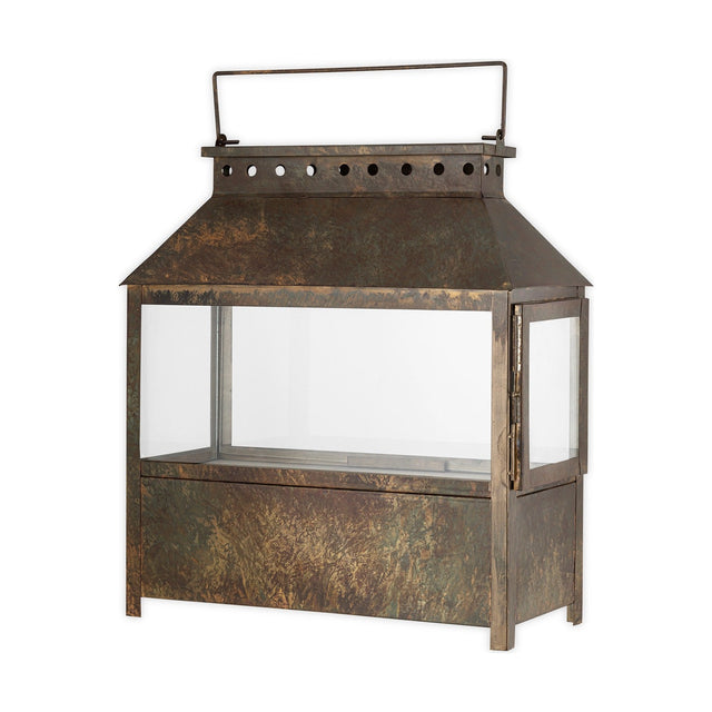 Akoko Small Wide Lantern - Brown Patina