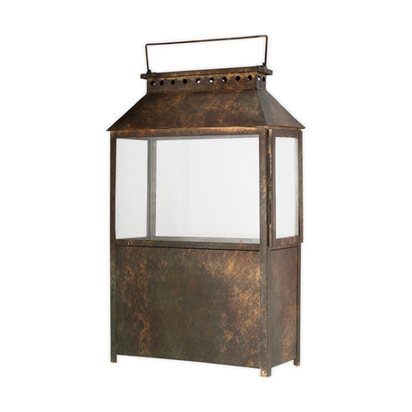 Akoko Large Wide Lantern - Brown Patina