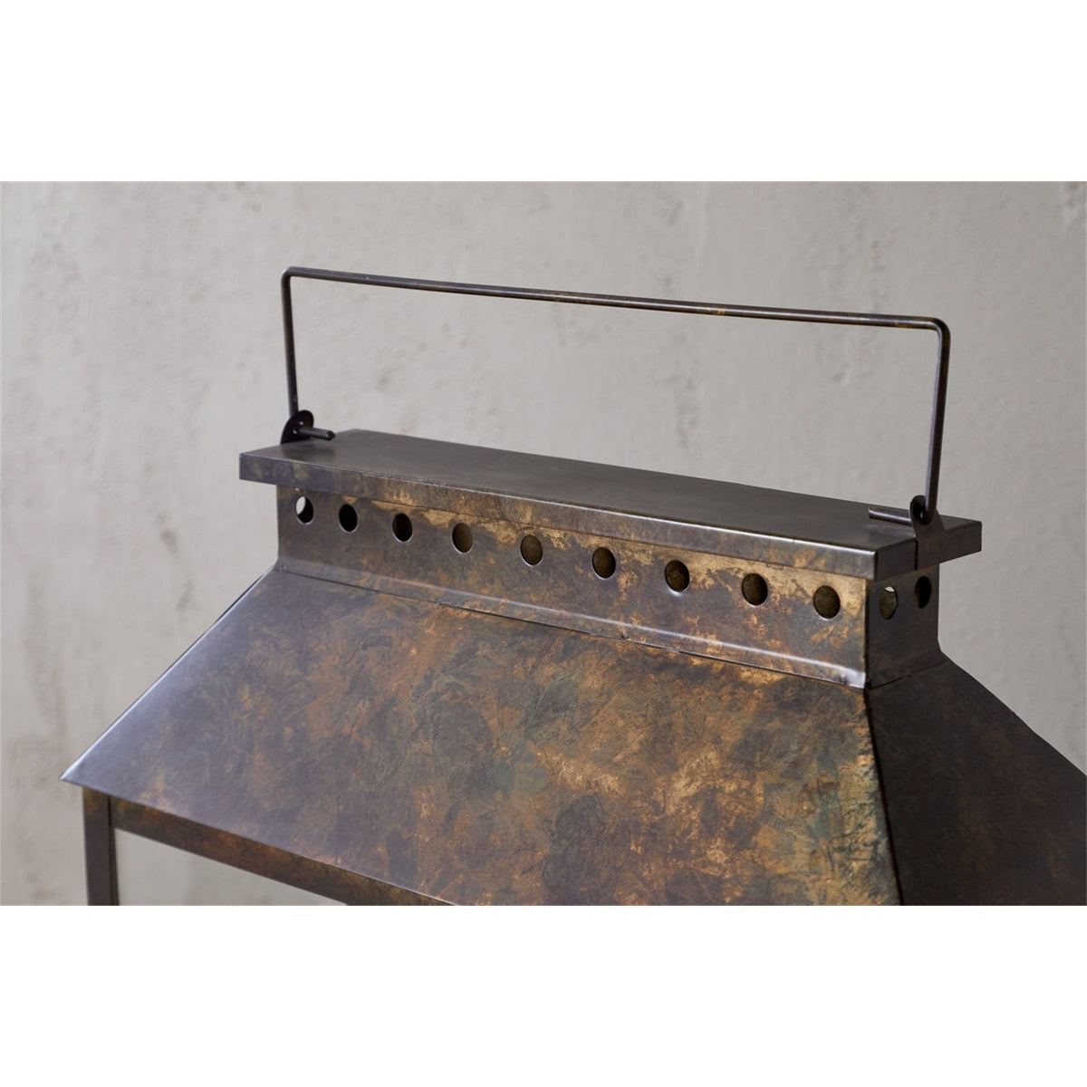 Akoko Large Wide Lantern - Brown Patina