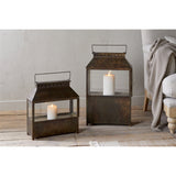 Akoko Large Wide Lantern - Brown Patina
