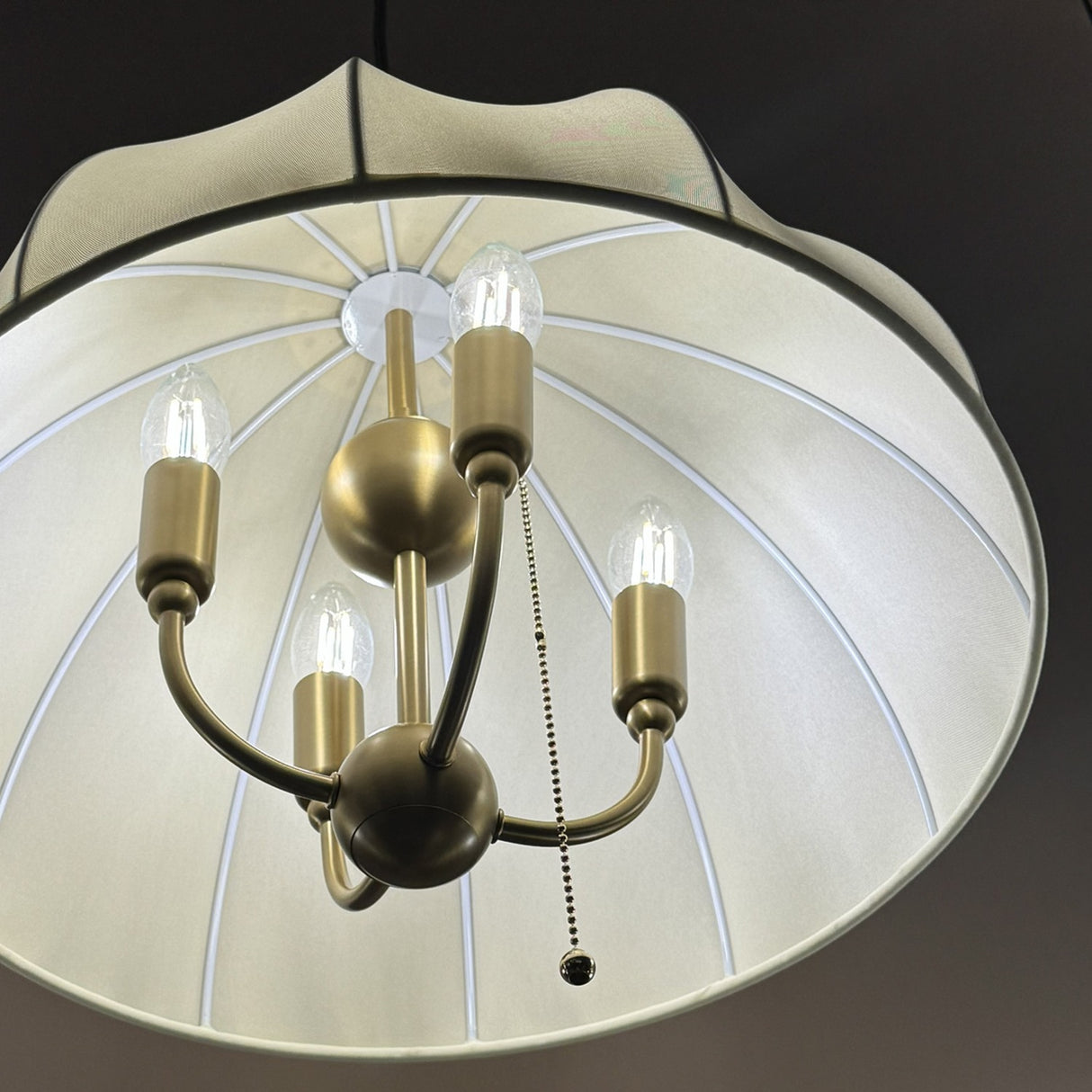 Crosby 4 Light Pendant Light - Satin Cream & Brushed Gold