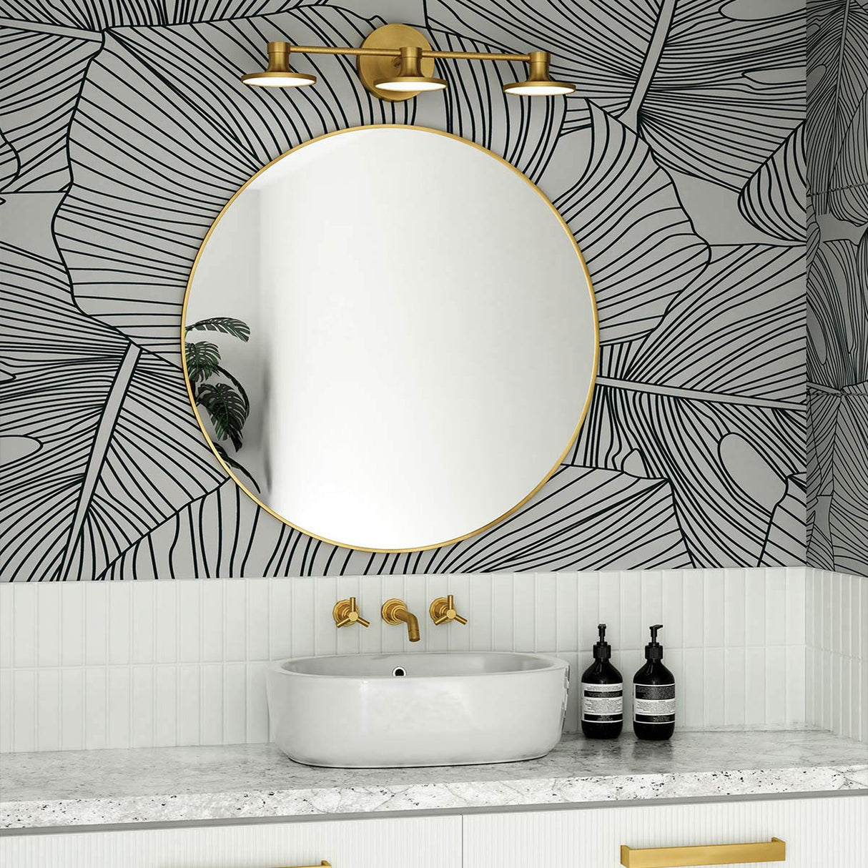 Issa 3 Light Wall Light - Brushed Gold